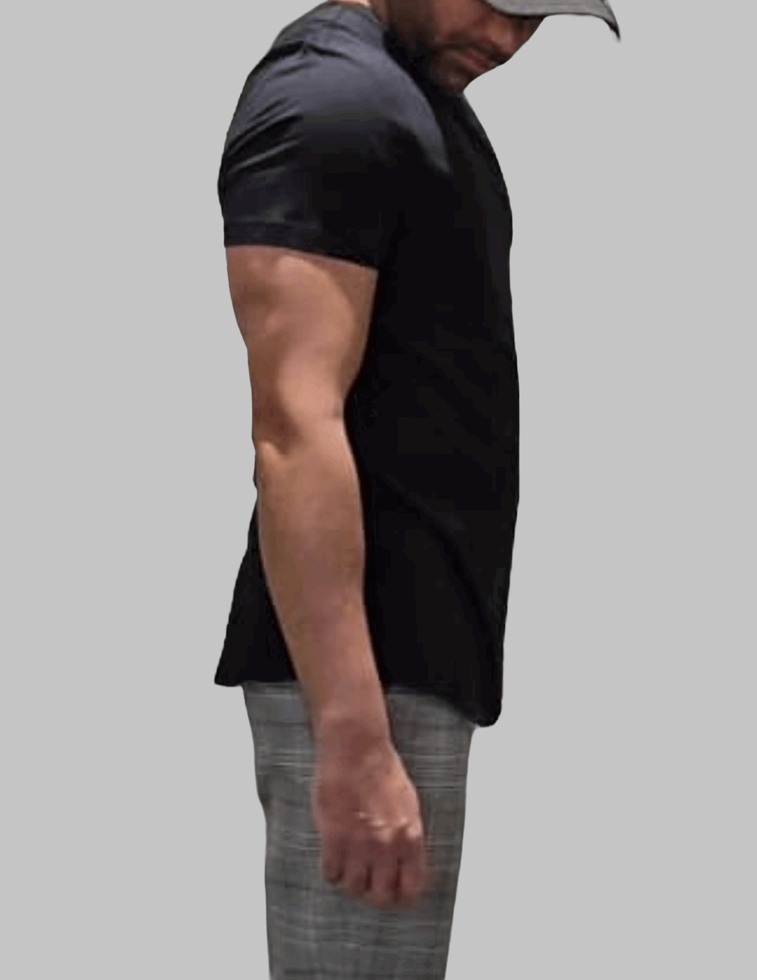Drøn Intent Tee side fit — tailored athletic silhouette with shorter sleeve length designed to accentuate arms and enhance physique