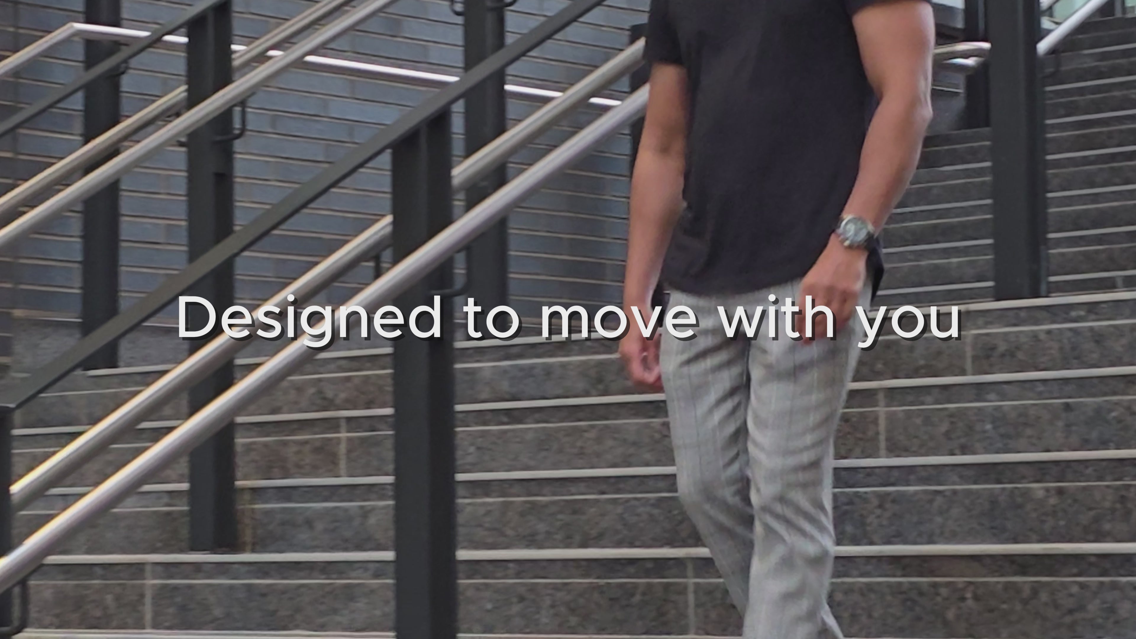 Load video: Man wearing Drøn Intent bamboo performance tee walking, training, and running in Toronto